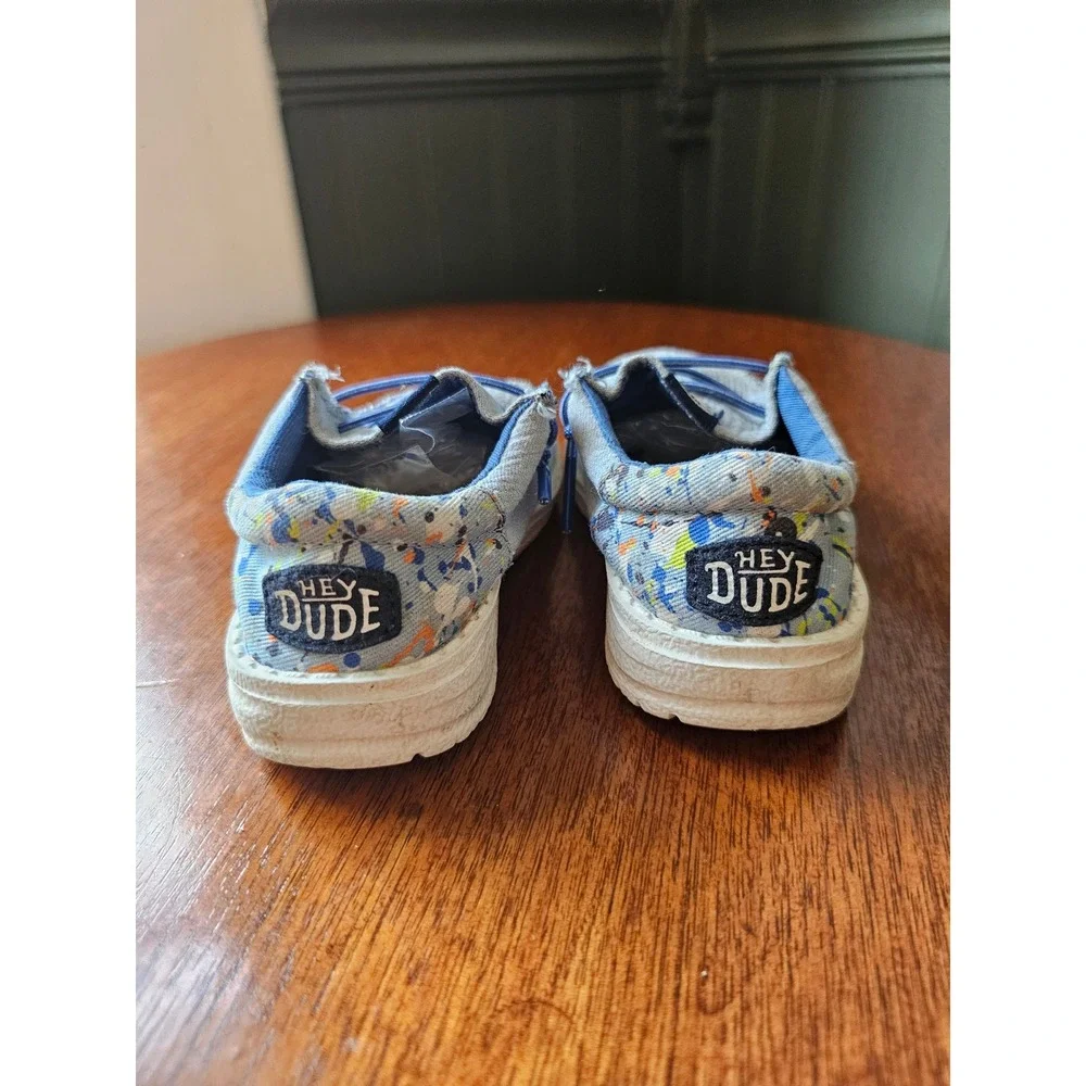 Hey Dude Wally Funk Splatter Chambray Gray Toddler Shoes Size 7T 42000-4PG